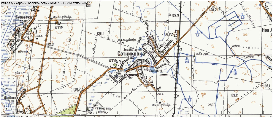 Карта СОТНИКІВКА, Київська область, Яготинський район