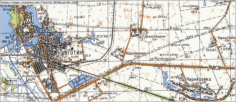 Карта ВОРОНІВЩИНА, Київська область, Яготинський район