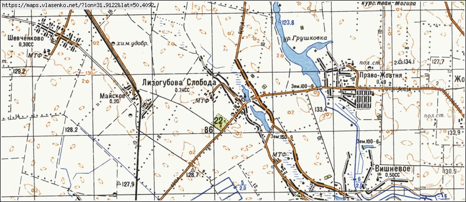 Карта ЛИЗОГУБОВА СЛОБОДА, Київська область, Згурівський район