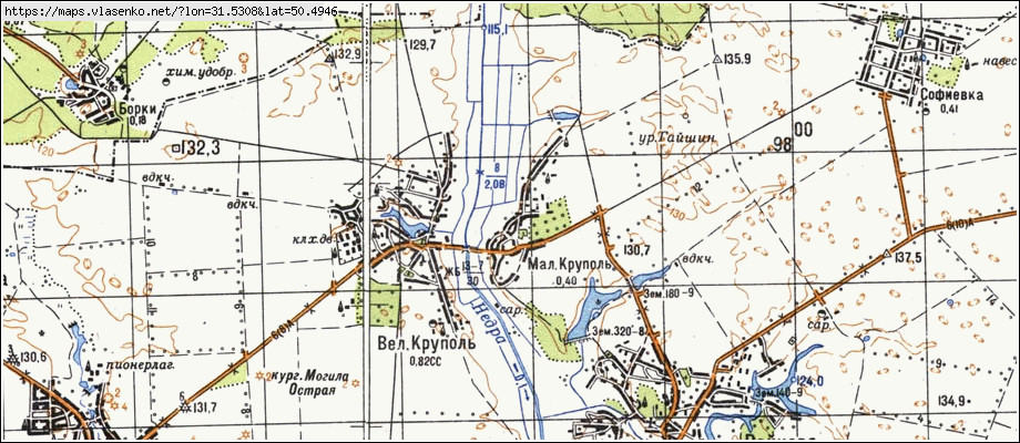 Карта МАЛИЙ КРУПІЛЬ, Київська область, Згурівський район
