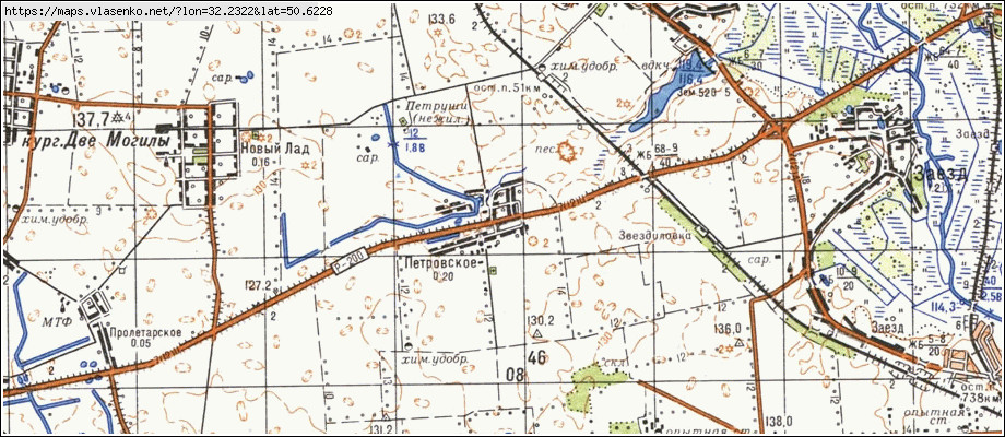 Карта ПЕТРІВСЬКЕ, Київська область, Згурівський район