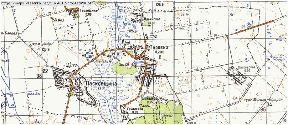 Карта ТУРІВКА, Київська область, Згурівський район