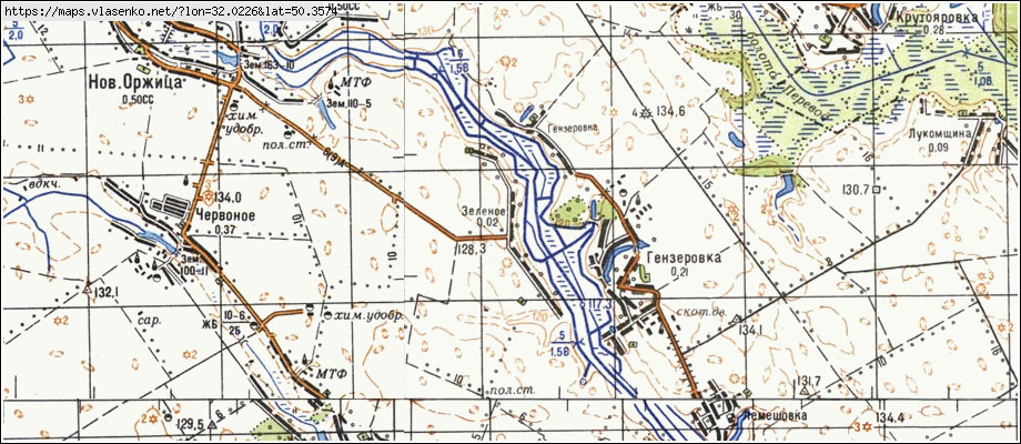 Карта ЗЕЛЕНЕ, Київська область, Згурівський район