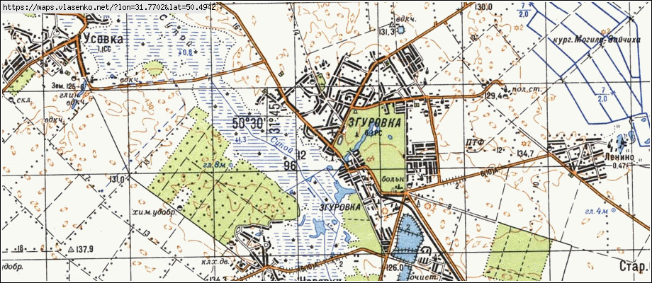 Карта ЗГУРІВКА, Київська область, Згурівський район