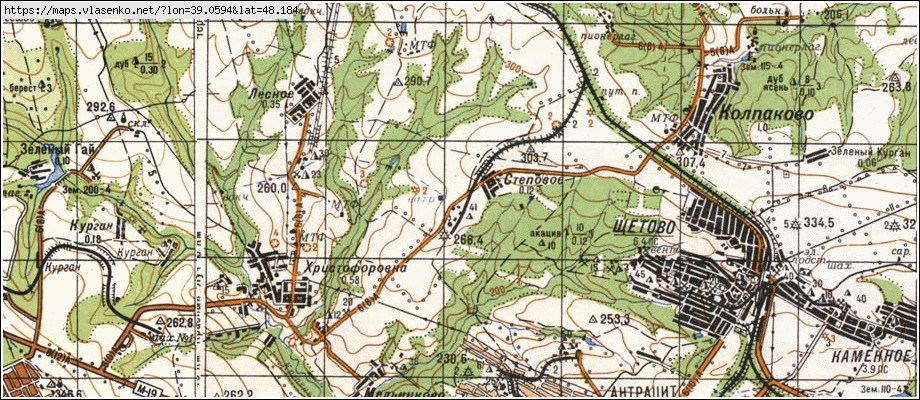 Карта СТЕПОВЕ, Луганська область, Антрацитівський район