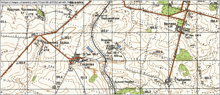 Карта ОСИКОВЕ, Луганська область, Білокуракинський район