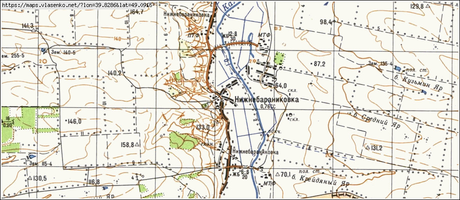 Карта НИЖНЬОБАРАНИКІВКА, Луганська область, Біловодський район