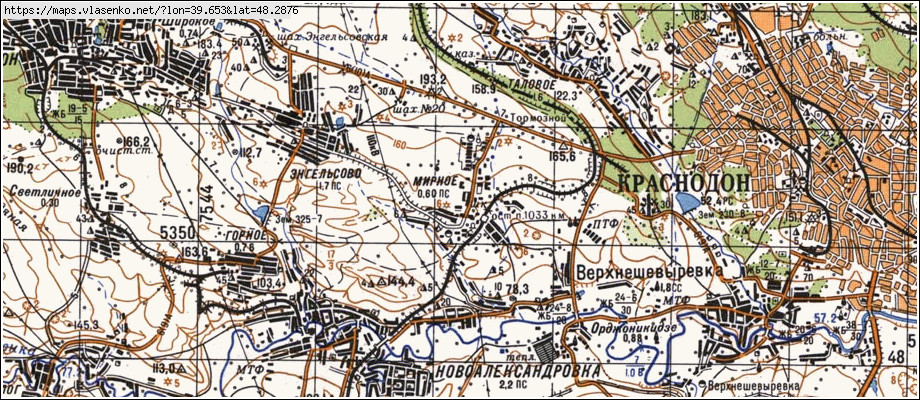 Карта МИРНЕ, Луганська область, Краснодонський район