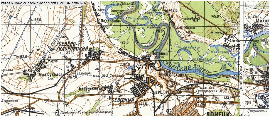 Карта ПОПІВКА, Луганська область, Краснодонський район