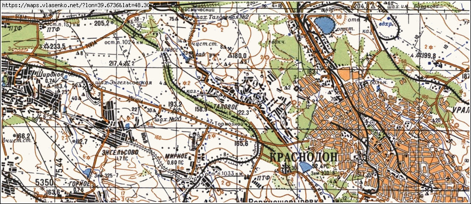 Карта ТАЛОВЕ, Луганська область, Краснодонський район