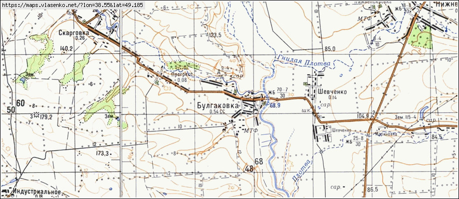 Карта БУЛГАКІВКА, Луганська область, Кремінський район