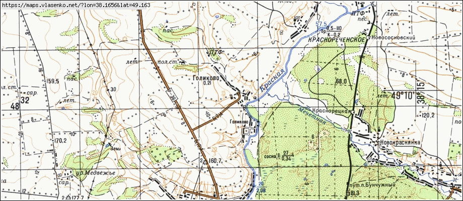 Карта ГОЛИКОВЕ, Луганська область, Кремінський район