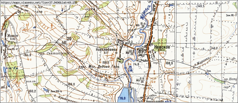 Карта НОВОЛЮБІВКА, Луганська область, Кремінський район