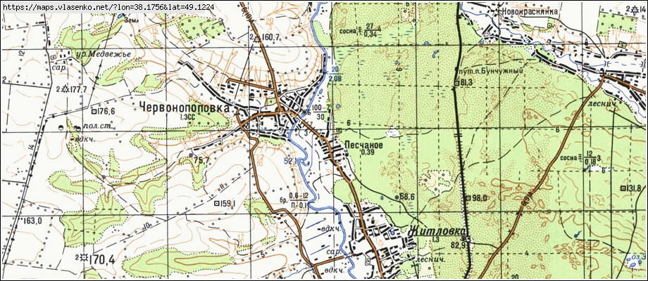 Карта ПІЩАНЕ, Луганська область, Кремінський район