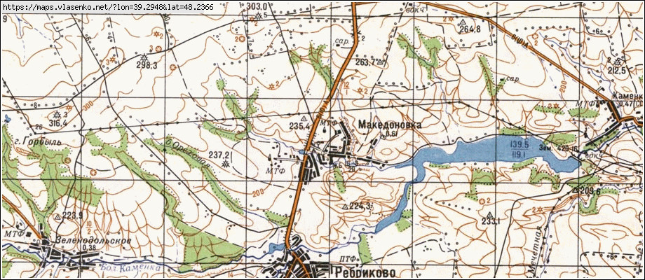Карта МАКЕДОНІВКА, Луганська область, Лутугинський район