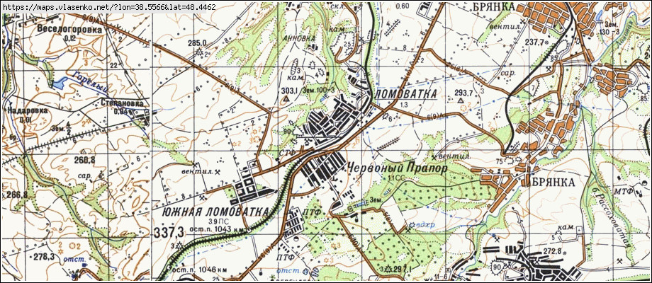 Карта ЛОМУВАТКА, Луганська область, м Брянка район
