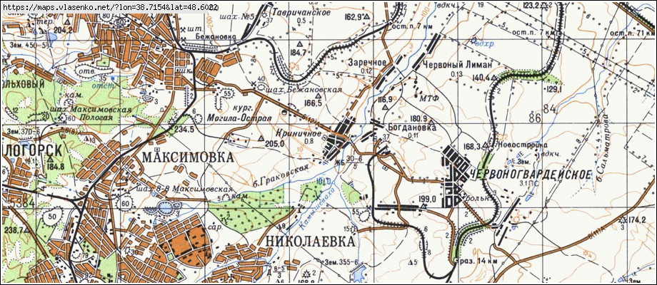 Карта КРИНИЧНЕ, Луганська область, м Кіровськ район