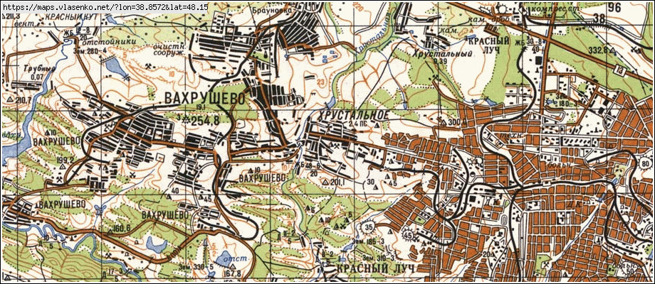 Карта ХРУСТАЛЬНИЙ, Луганська область, м Красний Луч район