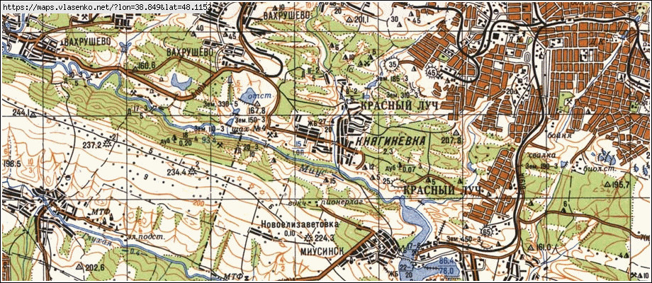 Карта КНЯГИНІВКА, Луганська область, м Красний Луч район