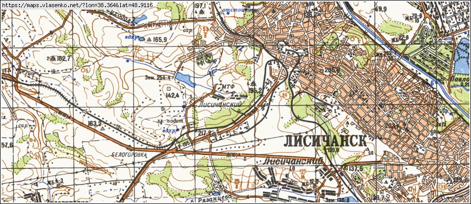 Карта ЛИСИЧАНСЬК, Луганська область, м Лисичанськ район