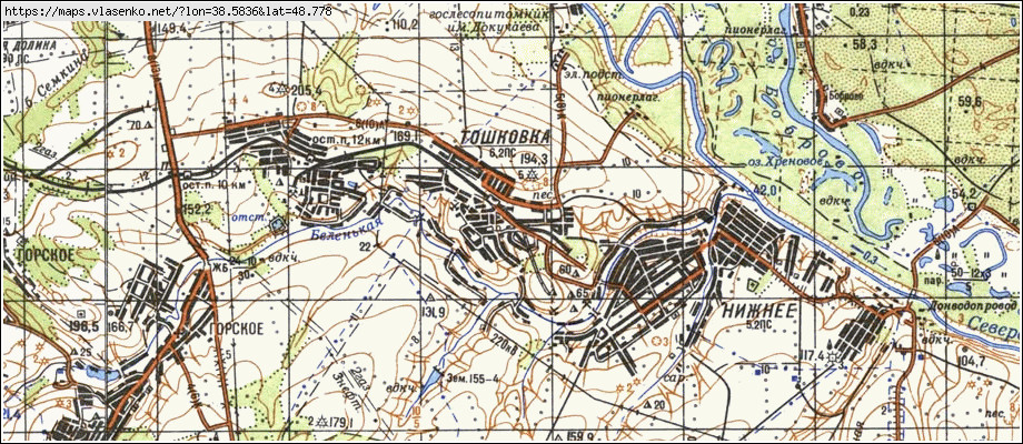 Карта ТОШКІВКА, Луганська область, м Первомайськ район