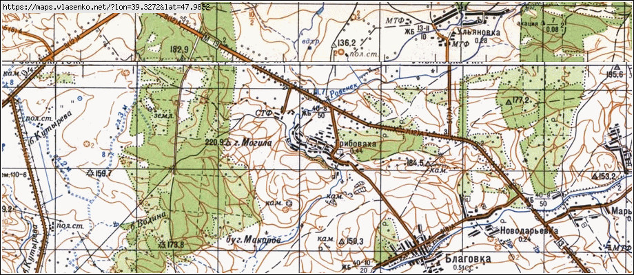 Карта ГРИБУВАХА, Луганська область, м Ровеньки район