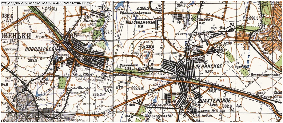 Карта ВАЛЯНІВСЬК, Луганська область, м Ровеньки район