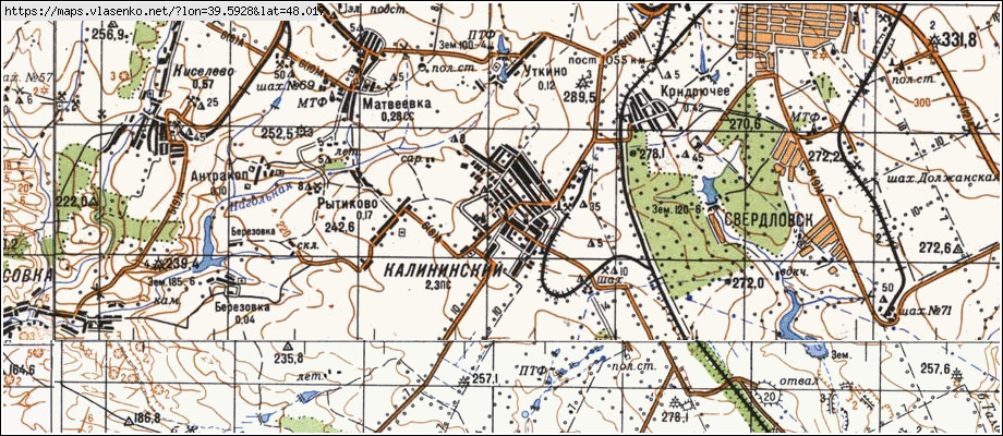 Карта КАЛІНІНСЬКИЙ, Луганська область, м Свердловськ район