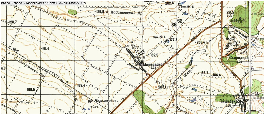 Карта МАРКІВСЬКЕ, Луганська область, Марківський район