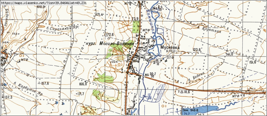 Карта МУСІЇВКА, Луганська область, Міловський район