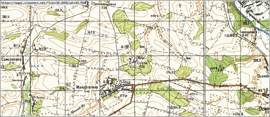 Карта СУХЕ, Луганська область, Новопсковський район