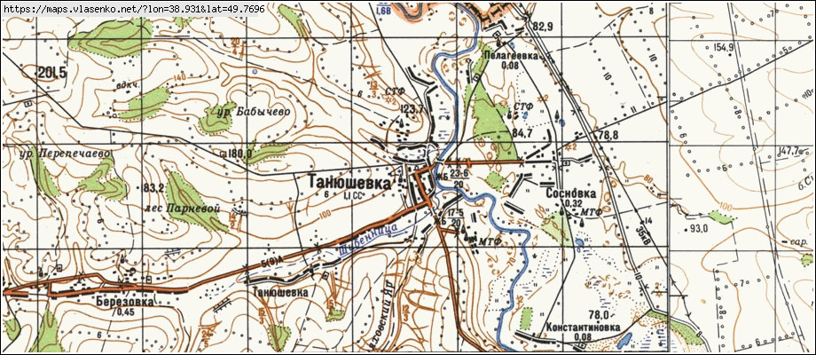 Карта ТАНЮШІВКА, Луганська область, Новопсковський район