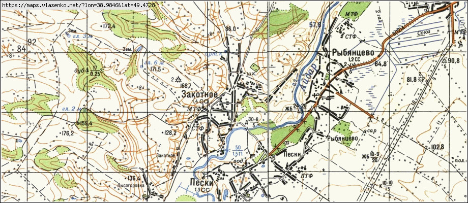 Карта ЗАКОТНЕ, Луганська область, Новопсковський район