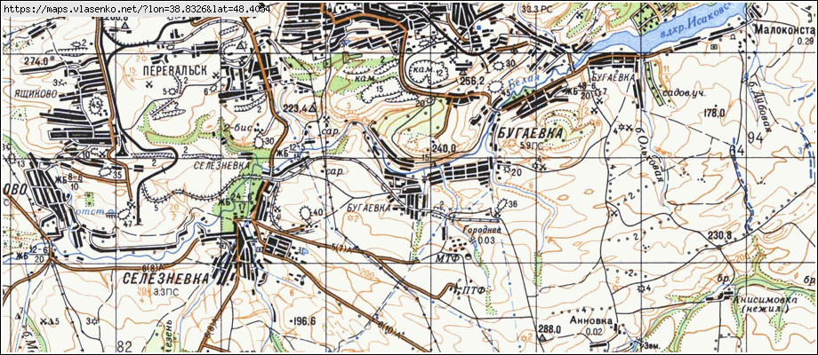 Карта БУГАЇВКА, Луганська область, Перевальський район