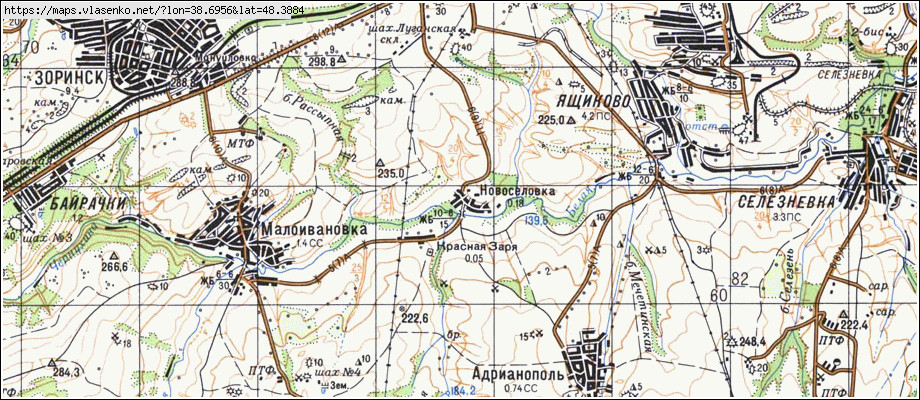 Карта НОВОСЕЛІВКА, Луганська область, Перевальський район