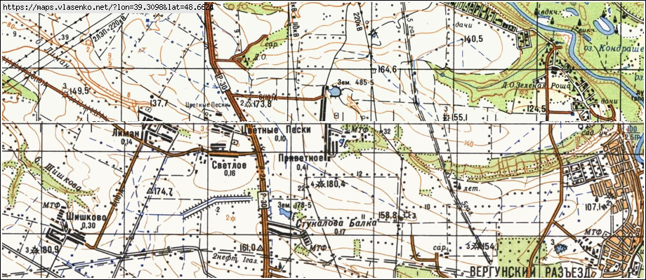 Карта ПРИВІТНЕ, Луганська область, Слов'яносербський район