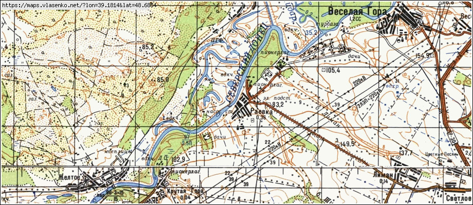Карта РАЇВКА, Луганська область, Слов'яносербський район