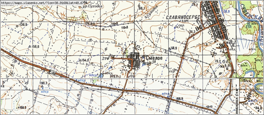 Карта СМІЛЕ, Луганська область, Слов'яносербський район