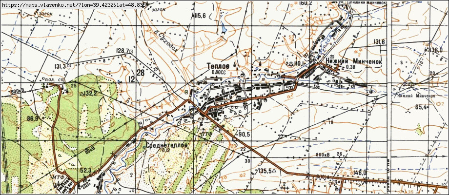 Карта ТЕПЛЕ, Луганська область, Станично-Луганський район