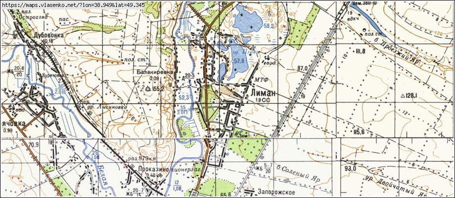 Карта ЛИМАН, Луганська область, Старобільський район