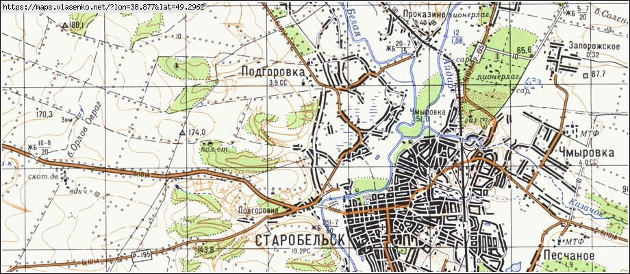 Карта ПІДГОРІВКА, Луганська область, Старобільський район