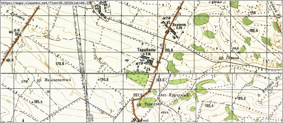 Карта ТАРАБАНИ, Луганська область, Старобільський район