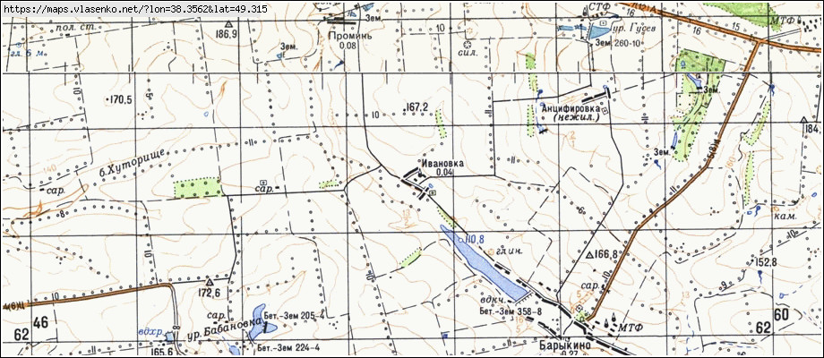 Карта ІВАНІВКА, Луганська область, Сватівський район