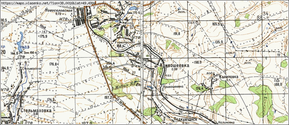 Карта КРИВОШИЇВКА, Луганська область, Сватівський район