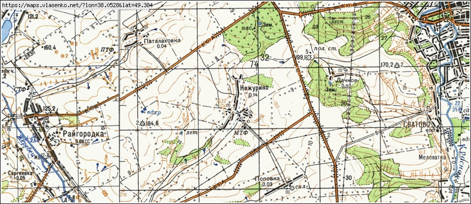 Карта НЕЖУРИНЕ, Луганська область, Сватівський район