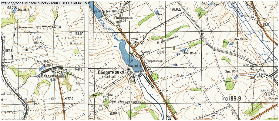 Карта ОБОРОТНІВКА, Луганська область, Сватівський район