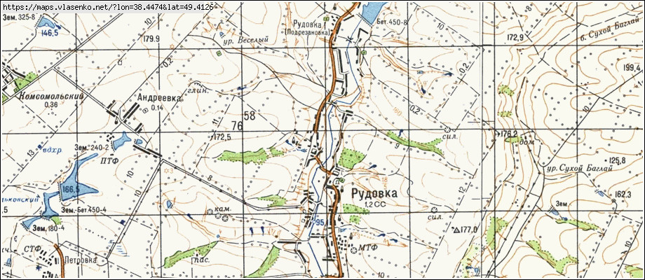 Карта РУДІВКА, Луганська область, Сватівський район
