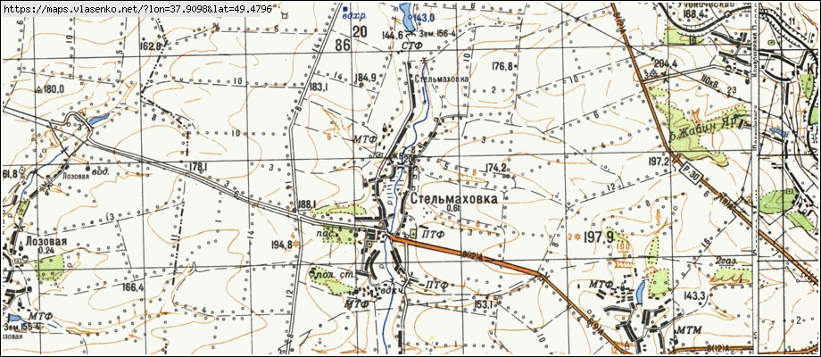 Карта СТЕЛЬМАХІВКА, Луганська область, Сватівський район