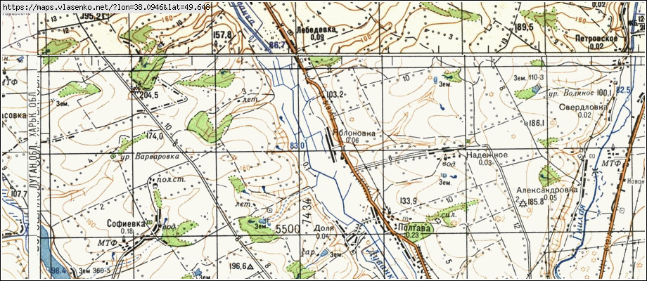 Карта ЯБЛУНІВКА, Луганська область, Сватівський район