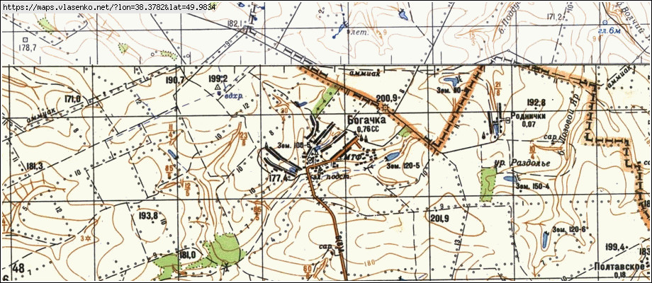 Карта БАГАЧКА, Луганська область, Троїцький район